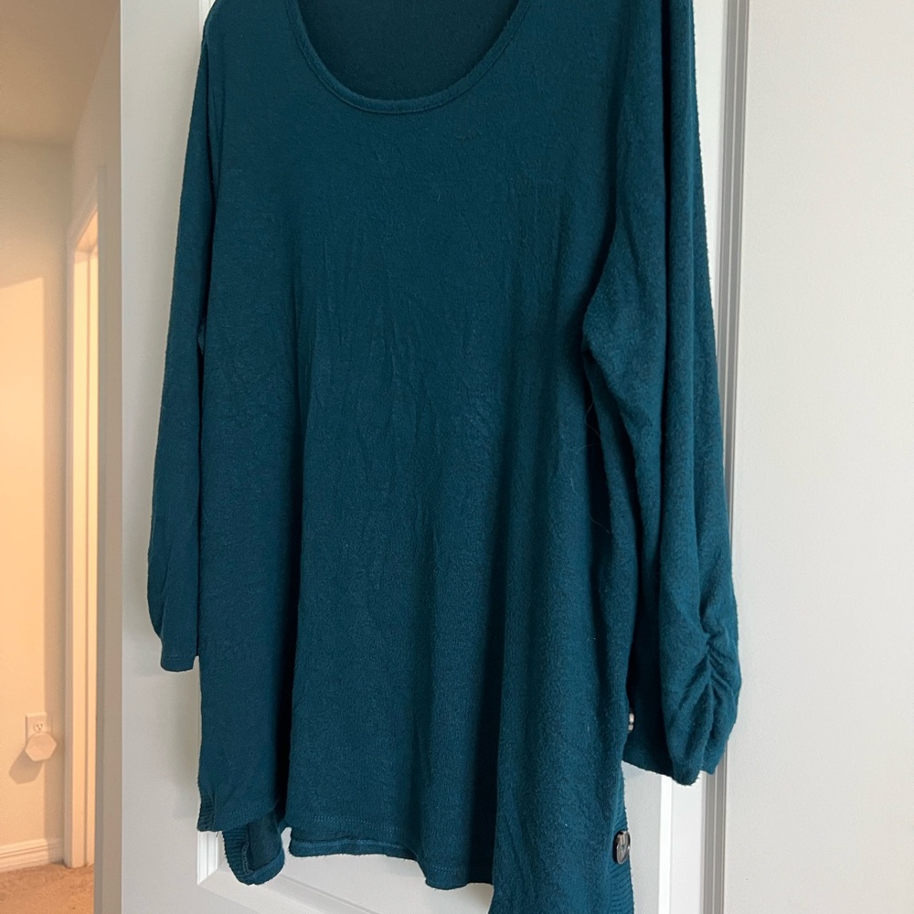 Chic Teal Long Sleeve Women's Sweater